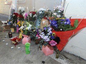 On Jan. 27, 2022, Bobby Shah's former spouse and one-time business partner Ramina Shah, whose memorial is pictured, was murdered in the parkade of her Coquitlam real estate office. No one has been charged in the murder.