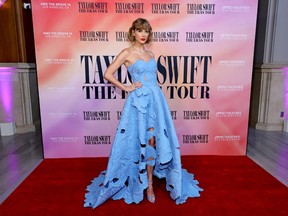 Taylor Swift attends the "Taylor Swift: The Eras Tour" concert movie world premiere at AMC The Grove 14 on October 11, 2023 in Los Angeles.