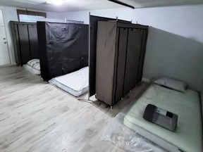 Mattresses on floor with dividers between them in Windsor rental house.