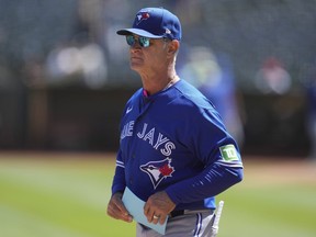 Toronto Blue Jays bench coach Don Mattingly before a baseball game against the Oakland Athletics.