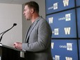 General Manager Kyle Walters holds his season-ending press conference at IG Field.