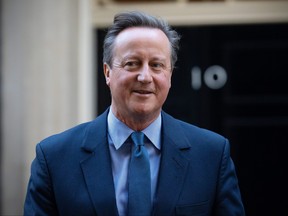 Britain's former Prime Minister, David Cameron, leaves 10 Downing Street after being appointed Foreign Secretary in a Cabinet reshuffle on November 13, 2023 in London.