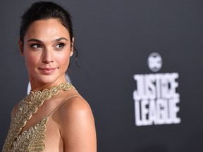 Gal Gadot arrives for the world premiere of "Justice League," November 13, 2017 at the Dolby Theater in Hollywood.