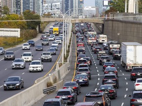 The Gardiner Expressway during the afternoon rush hour in Toronto, Ont. on Thursday Oct. 6, 2022.