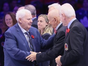 Legendary coach Ken Hitchcock, who’s headed to the Hockey Hall of Fame, is honoured prior to Friday’s game between the Leafs and Flames at Scotiabank Arena.