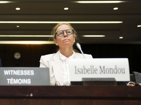Witness Isabelle Mondou, Deputy Minister of Canadian Heritage, appears at the standing committee on Canadian Heritage in Ottawa on Tuesday, July 26, 2022. Mondou says her department has taken legal action in order to recoup funds it doled out to an organization accused of antisemitism.THE CANADIAN PRESS/Sean Kilpatrick