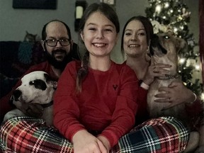 Dustin Nyberg, wife Alyshia and daughter Hailey on Christmas Day.