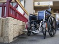 Statistics Canada data shows that 27 per cent of people 15 and older -- about eight million Canadians -- reported having at least one disability in 2022, about twice the percentage of people who reported a disability 10 years ago. Wheelchairs await non-ambulatory patients at the University of Calgary Medical Clinic, in Calgary, Alta. on Nov. 17, 2022.