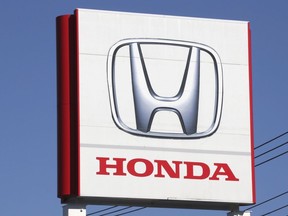 The logo of Honda Motor Co., is seen in Yokohama, near Tokyo on Dec. 15, 2021.