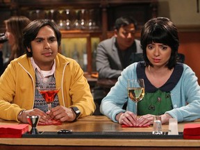Kunal Nayyar and Kate Micucci in a scene from The Big Bang Theory.
