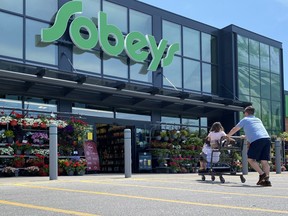 Shoppers at a west-end Toronto Sobeys grocery store, Sunday, June 26, 2023.
