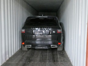 One of the 25 stolen vehicles recovered by police at a warehouse in Mississauga.