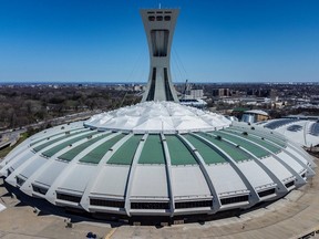 A bird's-eye view of Olympic Stadium in Montreal. Proulx told reporters Wednesday the roof is torn in about 20,000 places.