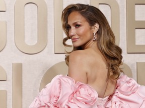 Jennifer Lopez arrives for the 81st annual Golden Globe Awards at The Beverly Hilton.
