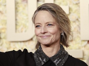 Jodie Foster arrives for the 81st annual Golden Globe Awards at The Beverly Hilton on Jan. 7, 2024.