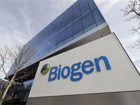 The Biogen Inc., headquarters is pictured on March 11, 2020, in Cambridge, Mass.