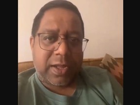 Screenshot of man on TikTok video warning people in India not to move to Canada.