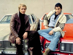 David Soul, left, and Paul Michael Glaser are pictured in a TV Land promo image of the series Starsky & Hutch.