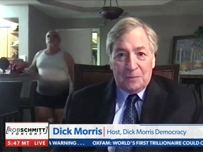 A video has gone viral of an underwear-clad person who crashed a live TV shot with American political commentator Dick Morris.
