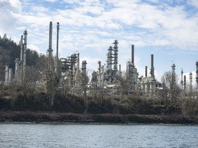 Pictured is the Burnaby Refinery on the shores of Burrard Inlet March 8, 2022.