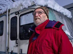 Keith Light Is pictured outside of his RV in Vancouver on Friday Jan. 19, 2024.