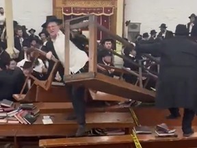 A riot broke out at a New York City synagogue on Monday in protest to a secret tunnel from being filled in.