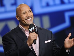 Dwayne ‘The Rock’ Johnson participates in a Wrestlemania XXVII press conference at the Hard Rock Cafe in Times Square on Wednesday, Mar. 30, 2011 in New York.