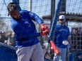 Toronto Blue Jays' Vladimir Guerrero Jr. takes batting practice during Spring Training action.