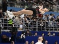 Canada's Deanna Stellato-Dudek and Maxime Deschamps compete in the pairs free skating at the ISU Four Continents Figure Skating Championships in Shanghai on February 3, 2024.