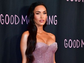 Megan Fox arrives for the "Good Mourning" premiere at the London West in West Hollywood, California, May 12, 2022.