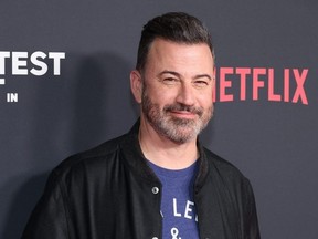 Jimmy Kimmel attends the premiere of Netflix's "The Greatest Night in Pop" at the Egyptian Theatre in Los Angeles, Jan. 29, 2024.