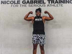 Blue Jays slugger Vladimir Guerrero Jr. flexes his new look ahead of spring training in this photo shared to Instagram on Friday, Feb. 16, 2024.