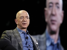 Amazon CEO Jeff Bezos speaks at the Amazon re:MARS convention in Las Vegas on June 6, 2019.
