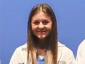 This undated image provided by Augusta University shows Laken Hope Riley, a nursing student whose body was found Thursday, Feb. 22, 2024, on the University of Georgia campus in Athens, Ga., after not returning from a run.