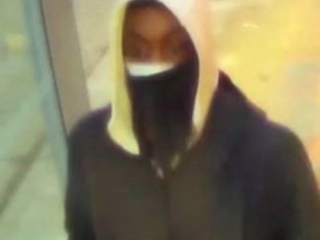An image from Toronto Police of a suspect in the fatal shooting of a man at Driftwood and Jane on Feb. 17, 2024.