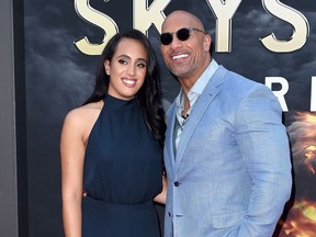 Dwayne Johnson AKA The Rock and daughter Simone AKA Ava at Skyscraper premiere - Getty - July 2018