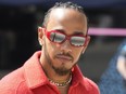 Mercedes driver Lewis Hamilton of Britain arrives at the Bahrain International Circuit in Sakhir, Bahrain, Thursday, March 2, 2023.