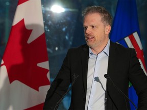 Mark Holland, Canada's Minister of Health makes a health-care funding announcement in Calgary on Thursday, December 21, 2023.