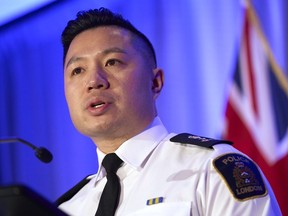 A southwestern Ontario police chief's apology this week for the time it took to lay sexual assault charges against five professional hockey players marked an important step in acknowledging harm but lacked key elements needed to demonstrate full accountability and rebuild trust, experts say. London Police Chief Thai Truong speaks during a press conference in London, Ont., Monday, Feb. 5, 2024.
