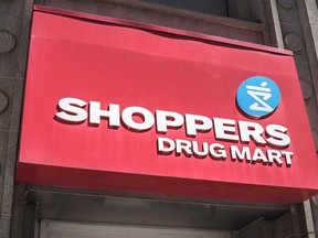 The logo for Shoppers Drug Mart is shown in downtown Toronto, on Tuesday, May 24, 2016.