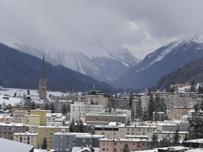 Snow covers the hills around Davos, Switzerland, on Jan. 19, 2020.