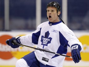 Former Toronto Maple Leafs enforcer Tie Domi got in a skate at the Mastercard Centre in Toronto on Thursday December 12, 2013.