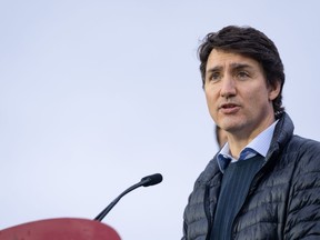 Prime Minister Justin Trudeau speaks during a news conference in Vancouver on Tuesday, Feb. 20, 2024