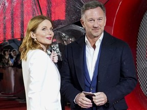 Geri Halliwell, left, and Christian Horner arrive at the premiere of the film Ferrari last year.