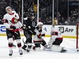 Los Angeles Kings left winger Kevin Fiala celebrates his overtime goal against the Ottawa Senators.