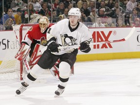 Konstantin Koltsov of the Pittsburgh Penguins skates against the Ottawa Senators on March 21, 2006.