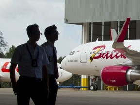 Aircraft of Indonesia's Batik Air arrives at Batam Aero Technic hangar in Batam city airport in Riau province, located in western Indonesia in 2014.