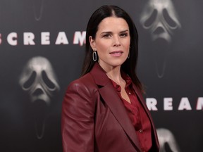 Neve Campbell attends the Paramount Pictures and Spyglass Media Group’s SCREAM photo call at the Four Seasons Hotel in Beverly Hills on Friday, Jan. 7, 2022.