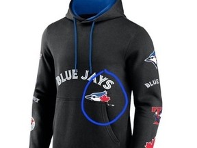Black Blue Jays hoodie with cut off logo.