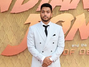 Chance Perdomo attends the premiere of "Indiana Jones and the Dial of Destiny" in London on June 26, 2023.